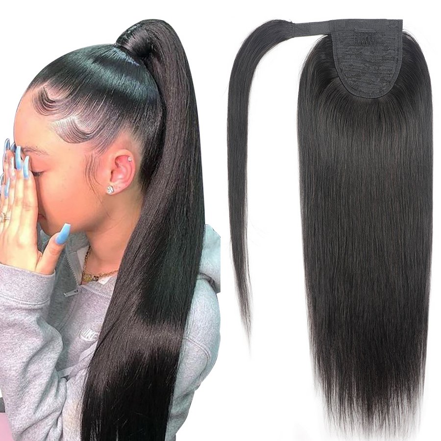 HJ Weave Beauty Virgin Hair Straight Wrap Around Ponytail 100 gramos (1 paquete)