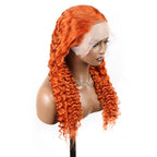 Pelucas brasileñas del cabello humano de la peluca del cordón del pelo coloreado anaranjado de la onda profunda