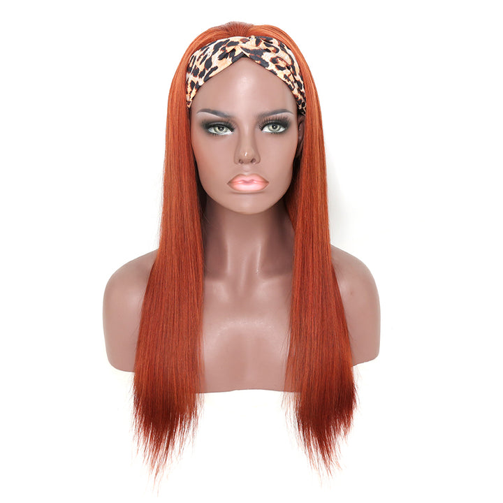 Headband Wig #33 Ginger Color Straight 180% Density