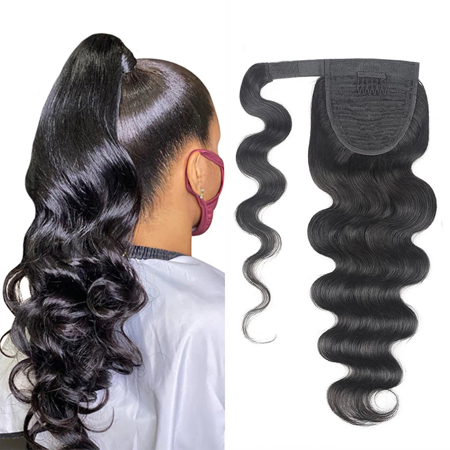 HJ Weave Beauty Virgin Hair Body Wave Wrap Around Ponytail 100 gramos (1 paquete)