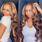 4/27 Piano Fall Color Body Wave 4×4 Closure Hair Lace Wig Brazilian Human Hair Wigs