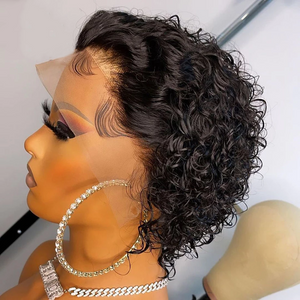 Pixie Cut Wig Short Curly Human Hair Wigs 13X1 Transparent Lace Wig For Women