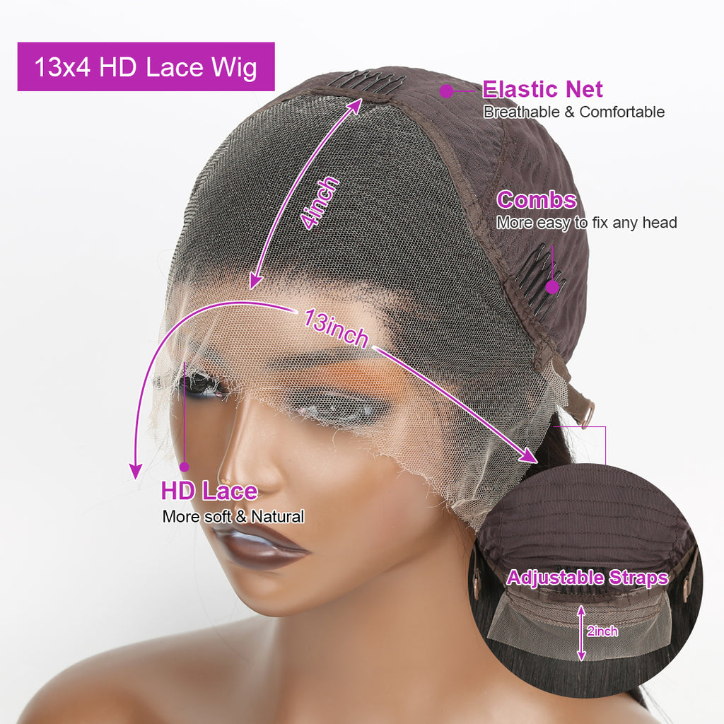 5x7 Lace Closure Wig 13x4 lace frontal Natural Hairline deep curly wig 200% density