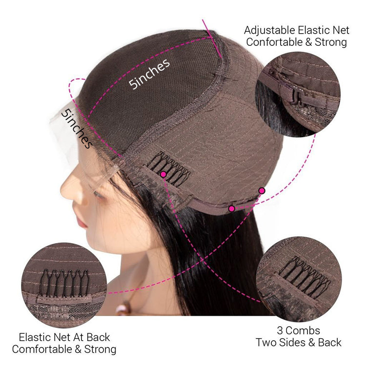 5x5 HD Lace Closure Loose Wave Wig Virgin Hair 180% Density