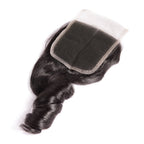 Transparent 4*4 Closure + 8A Brazilian Virgin Hair Loose Wave 3 Bundles