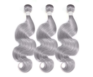 Oferta de paquete de ondas corporales de cabello virgen de color gris de HJ Weave Beauty