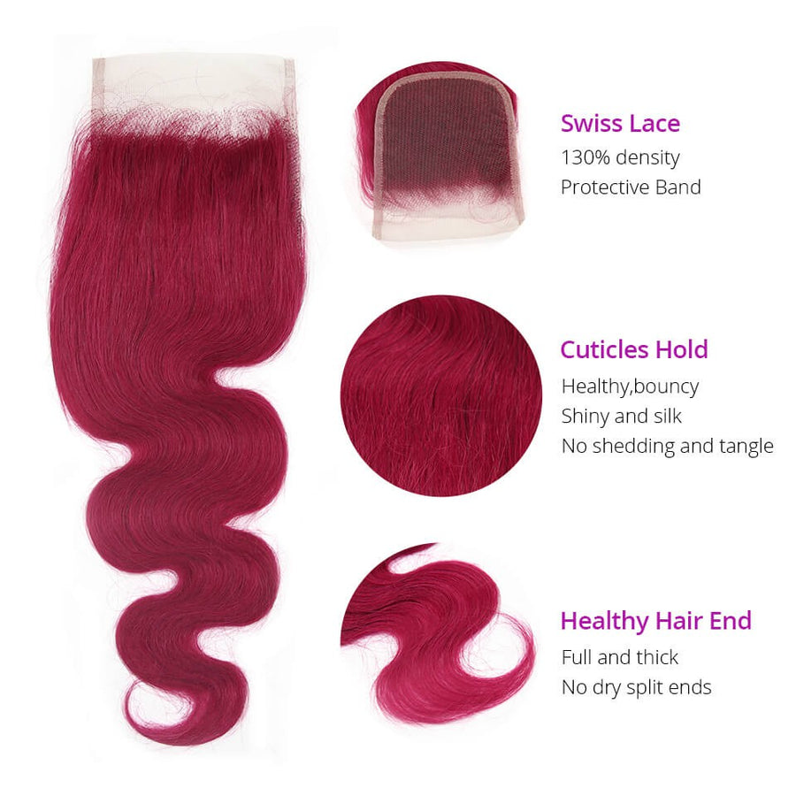 Oferta de paquete de ondas corporales de cabello virgen de color borgoña de HJ Weave Beauty
