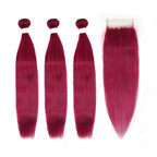 HJ Weave Beauty Burgundy Colored Virgin Hair Straight Bundle Deal