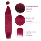 HJ Weave Beauty Burgundy Colored Virgin Hair Straight Bundle Deal
