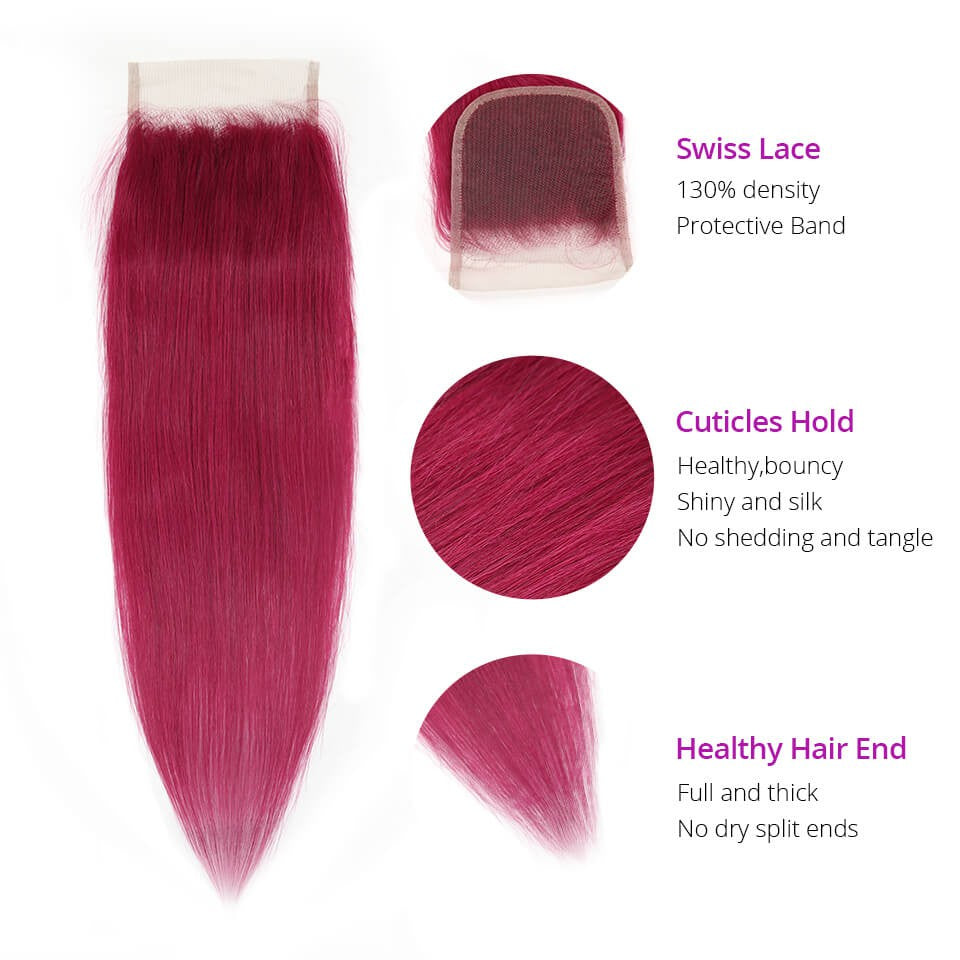 HJ Weave Beauty Burgundy Colored Virgin Hair Straight Bundle Deal