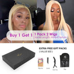 Buy 1 Get 1 Free | 13x6 Lace Wigs Blonde Straight+ Blonde 12" Straight Bob Wig