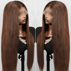 HD Glueless Chocolate Brown Colored Straight Human Hair Wigs