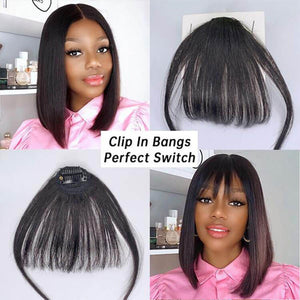 Clip-in Bangs Natural Color| One Wig Two Styles
