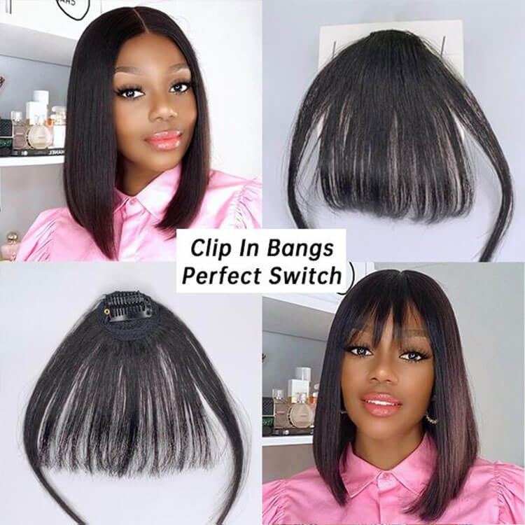 Clip-in Bangs Natural Color| One Wig Two Styles