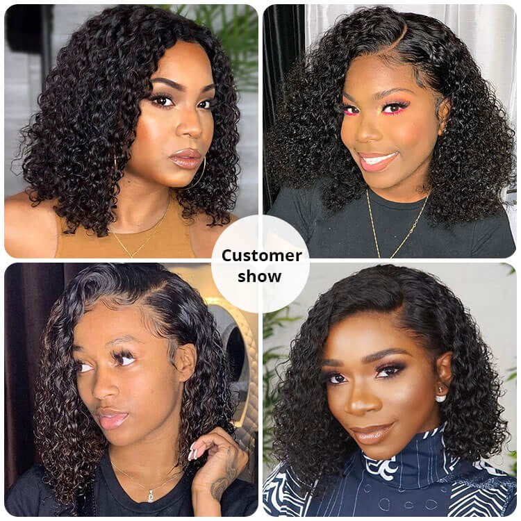 Pelucas rizadas de onda profunda 13x4 Lace Front Bob