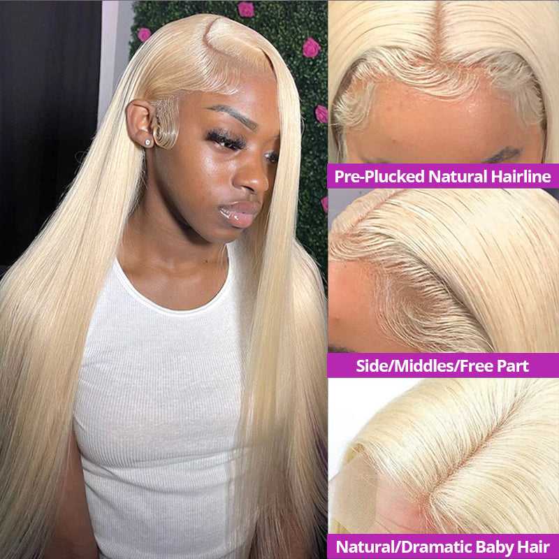 13x6 Transparent Lace Front Wig Straight 613 Blonde Color Wig