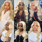 5X5 Transparent Lace Closure Wig Body Wave 613 Blonde Color Wig