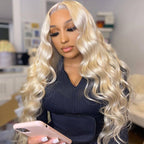 5X5 Transparent Lace Closure Wig Body Wave 613 Blonde Color Wig