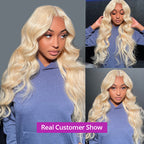 5X5 Transparent Lace Closure Wig Body Wave 613 Blonde Color Wig