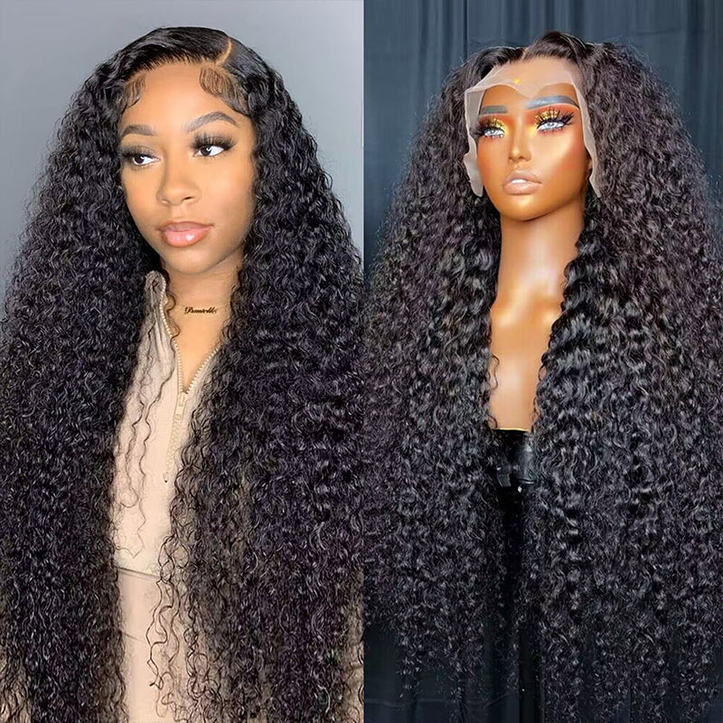 Deep Curly 360 Lace Frontal Wig Natural Color Pre-Plucked With Baby Hair