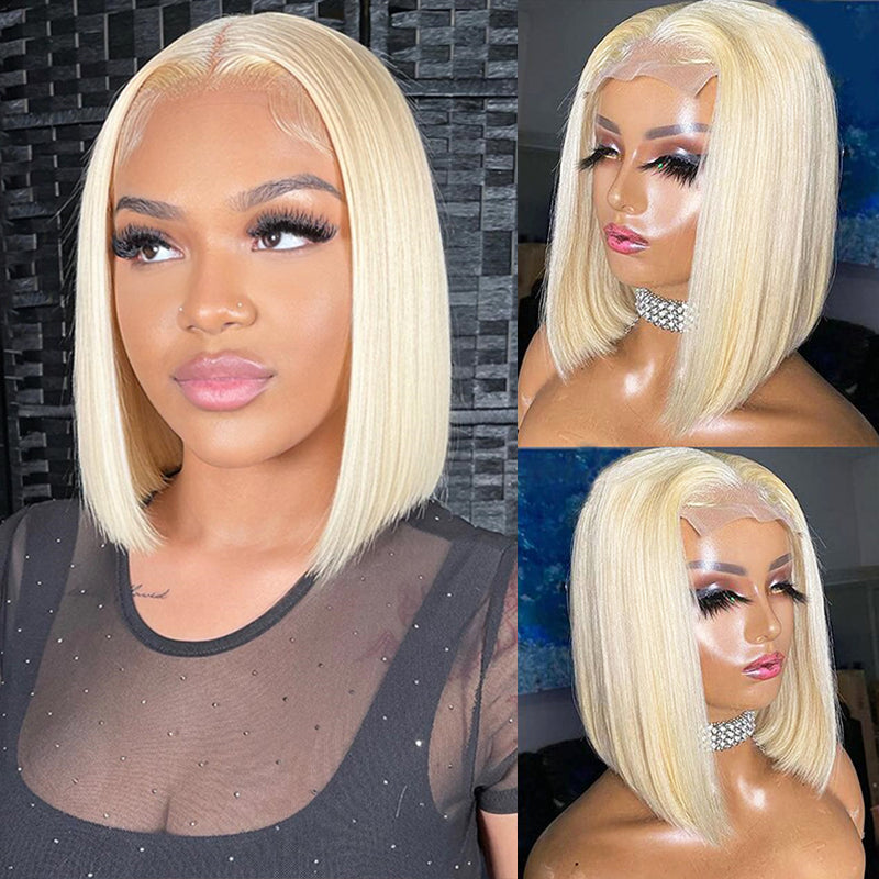 613 Blonde color 4x4 Lace Bob Wigs 180% Density Straight wig