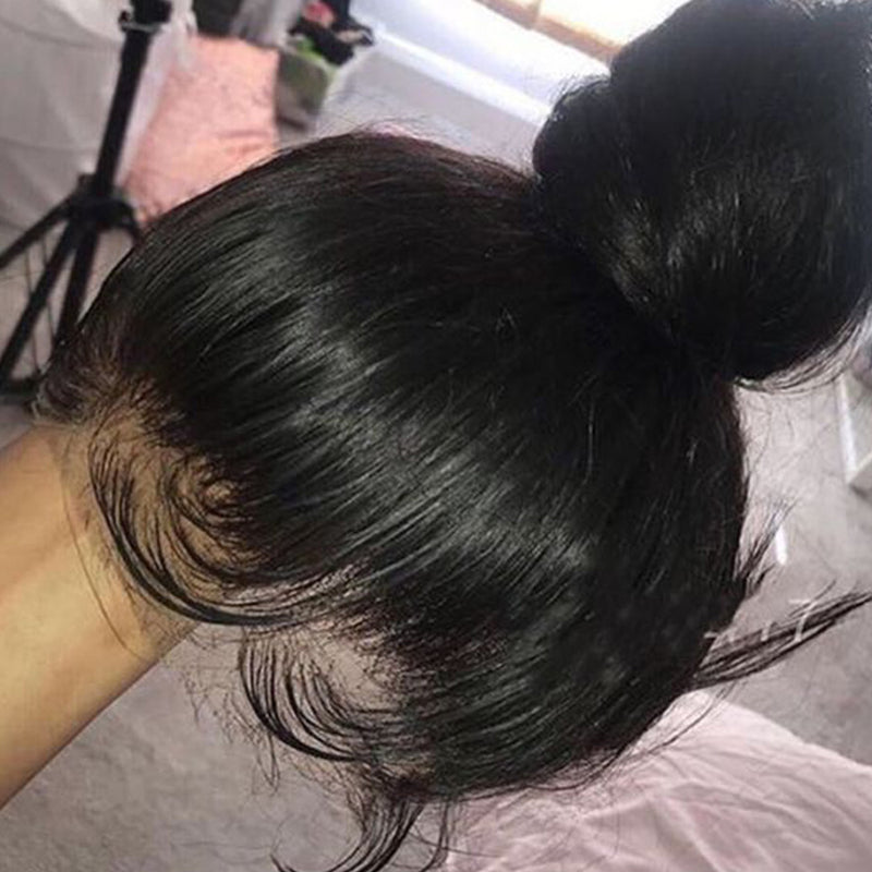 Straight 360 Lace Frontal Wig Natural Color Pre-Plucked With Baby Hair