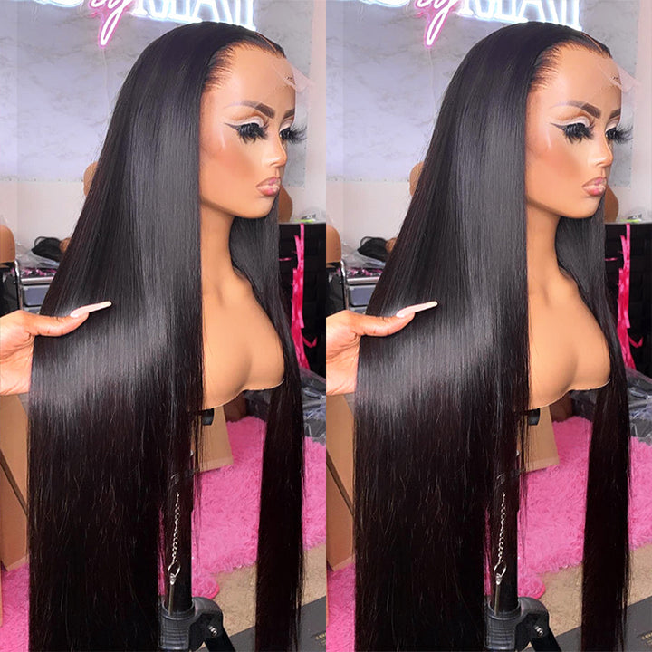 Straight 360 Lace Frontal Wig Natural Color Pre-Plucked With Baby Hair