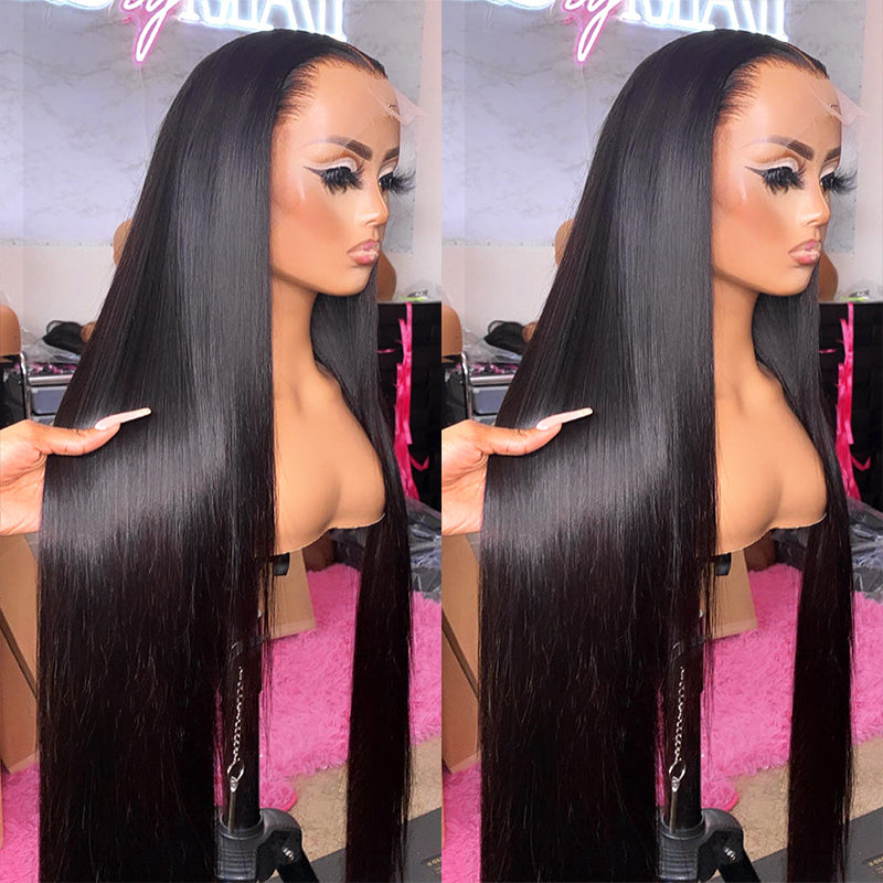 Straight 360 Lace Frontal Wig Natural Color Pre-Plucked With Baby Hair