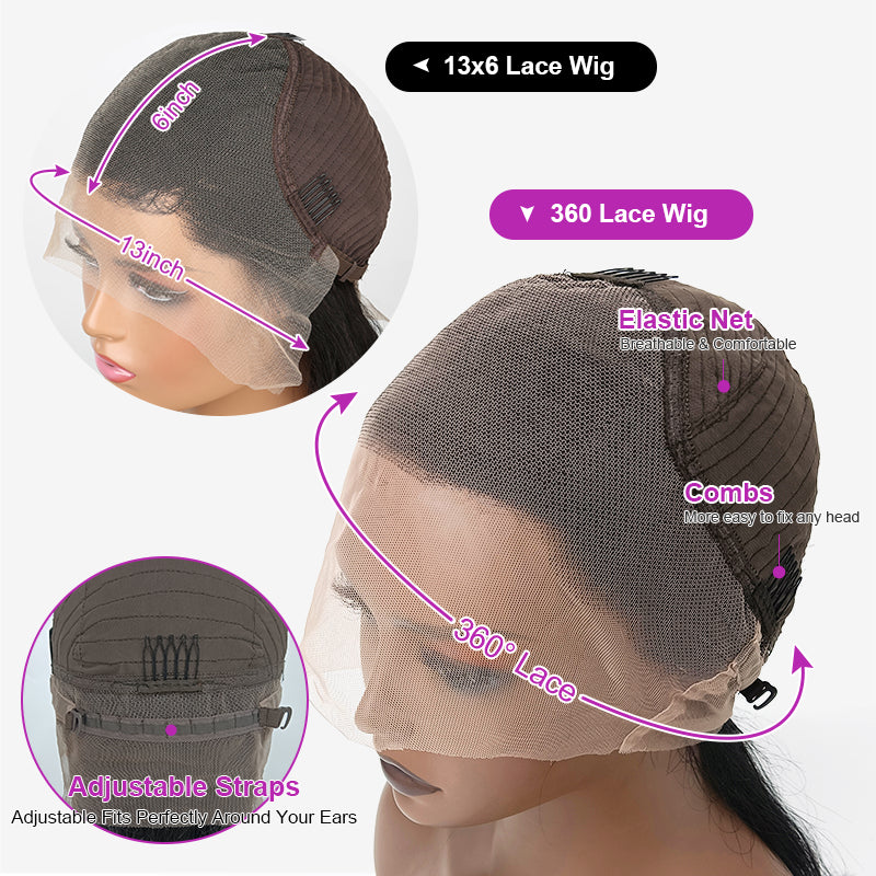 Straight 360 Lace Frontal Wig Natural Color Pre-Plucked With Baby Hair