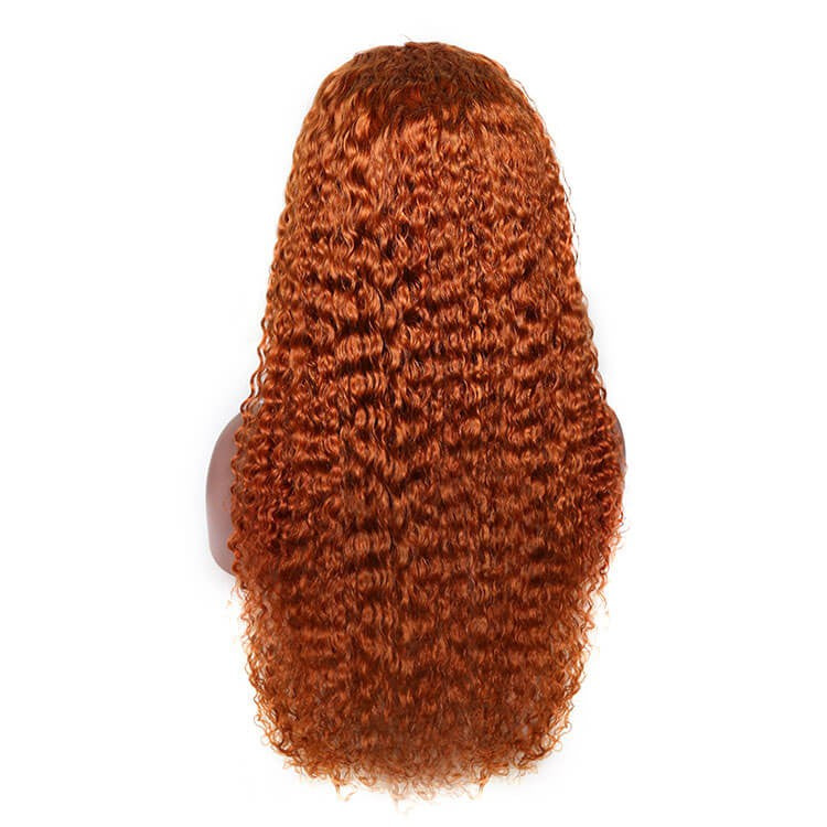 Pelucas brasileñas del cabello humano de la peluca del cordón del pelo coloreado onda profunda rizada anaranjada clara