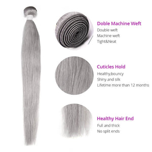 HJ Weave Beauty Gray Colored Virgin Hair Straight Bundle Deal